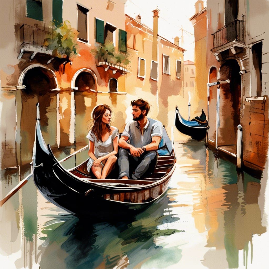 Venice Gondola Ride in Expressive Style