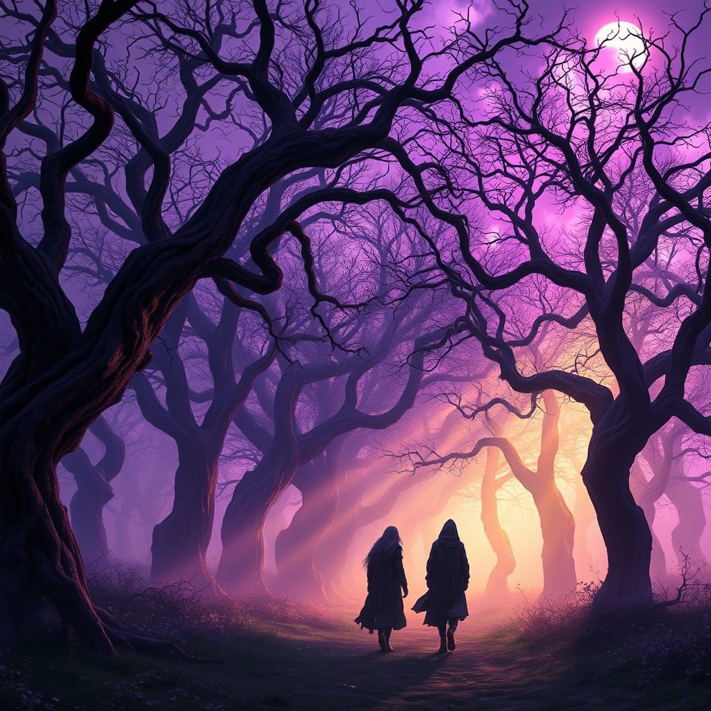 Ethereal Twilight Apple Orchard in Hyper-Realistic Style