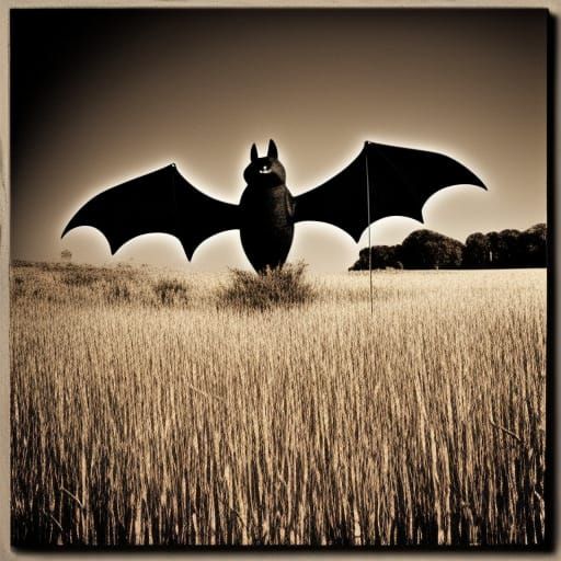 Giant Inflatable Bat in Sepia Field