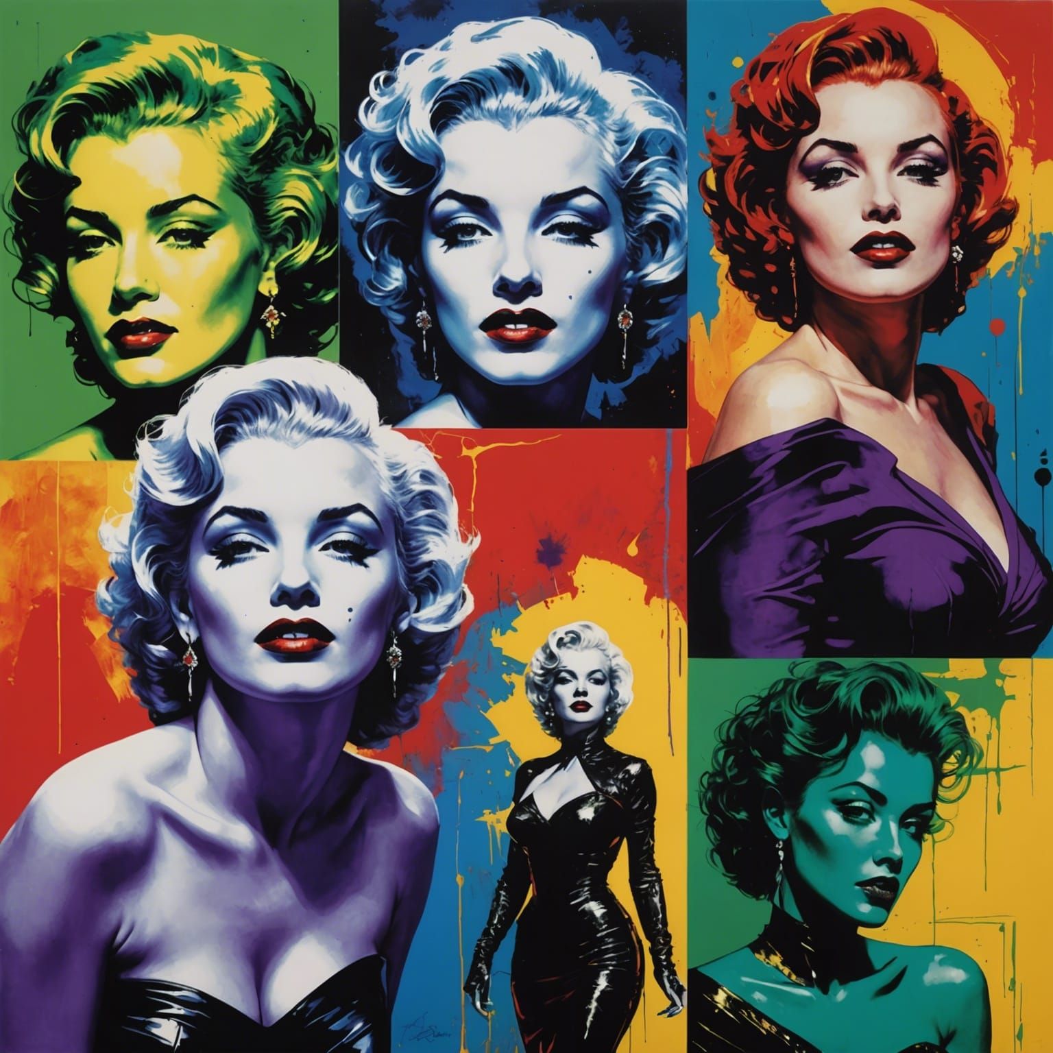 Vibrant Pop Art Collage with Intense Colors