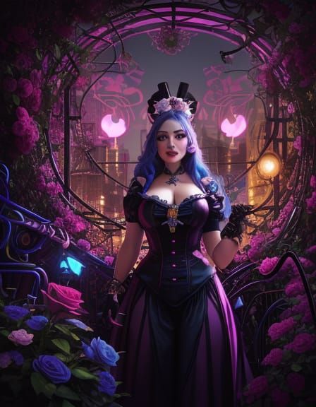 Whimsical Art Nouveau Alice in Wonderland with a Touch of Ha...