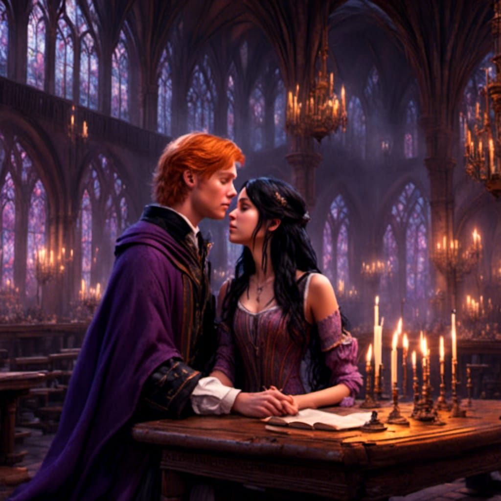 Fred Weasley Kissing a Girl at Hogwarts