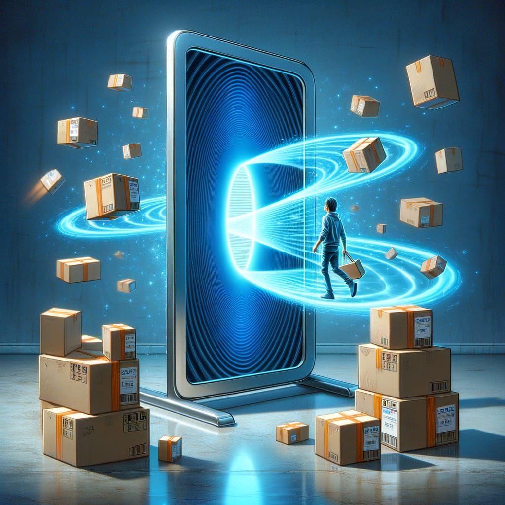 Quantum Portal Mirror Teleporting People and Packages in Neo...