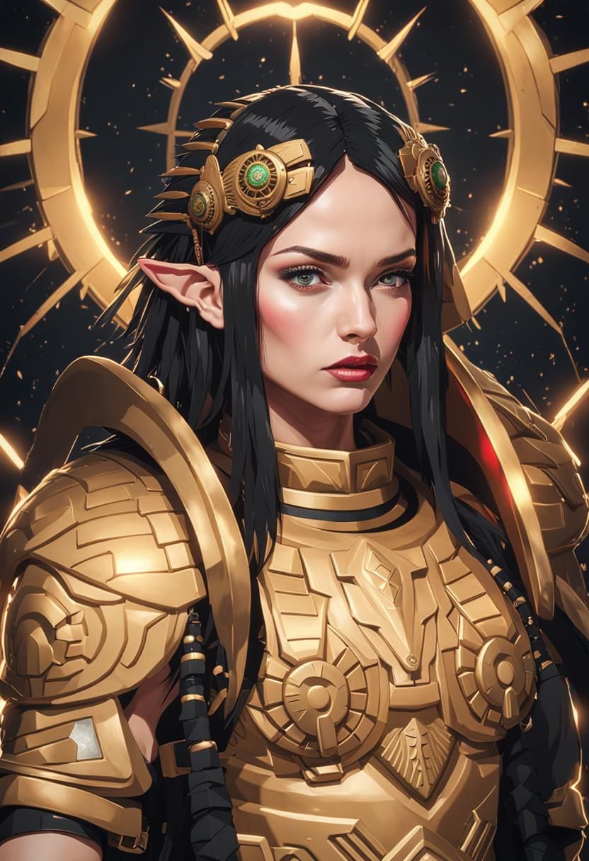 Aztec Goddess in Cyberpunk Armor, 8K Hyperrealism