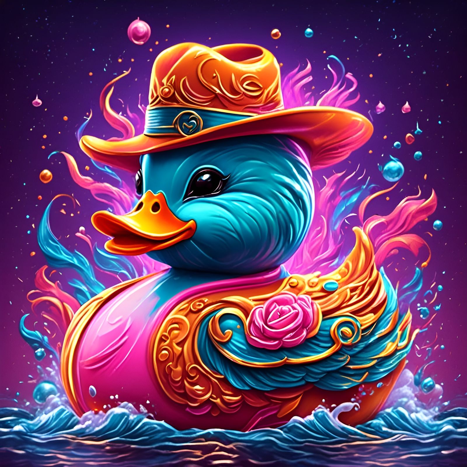 Good Vibes Stoner Duck Tattoo Shop Logo in Neon