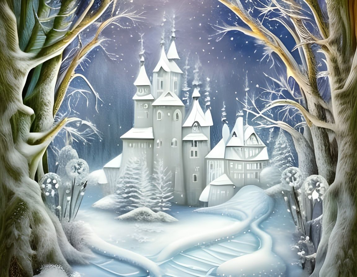 Enchanted Winter Fairytale in Rococo 3D Style