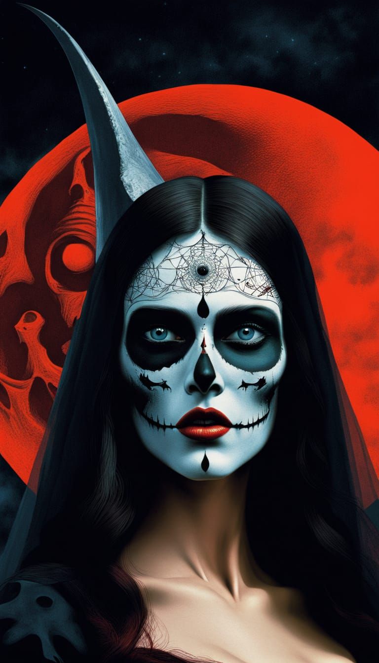 Gothic Goddess Meets Fiendish Ghoul in Dark Fantasy Art