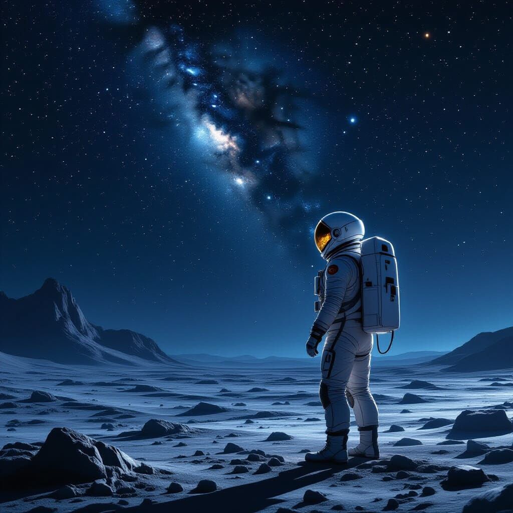 Astronaut on Distant Planet in Sci-Fi Style