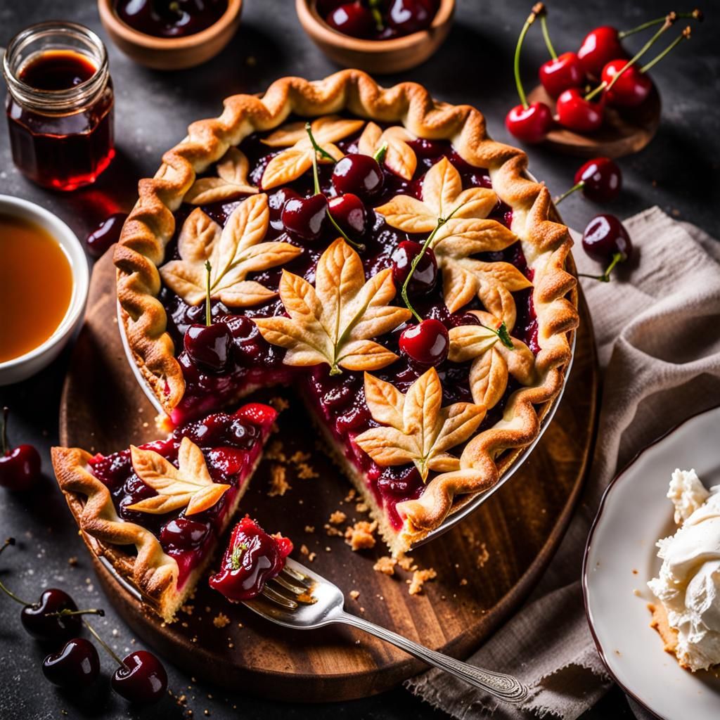 Mouthwatering Cherries Pie with Intricate Crust
