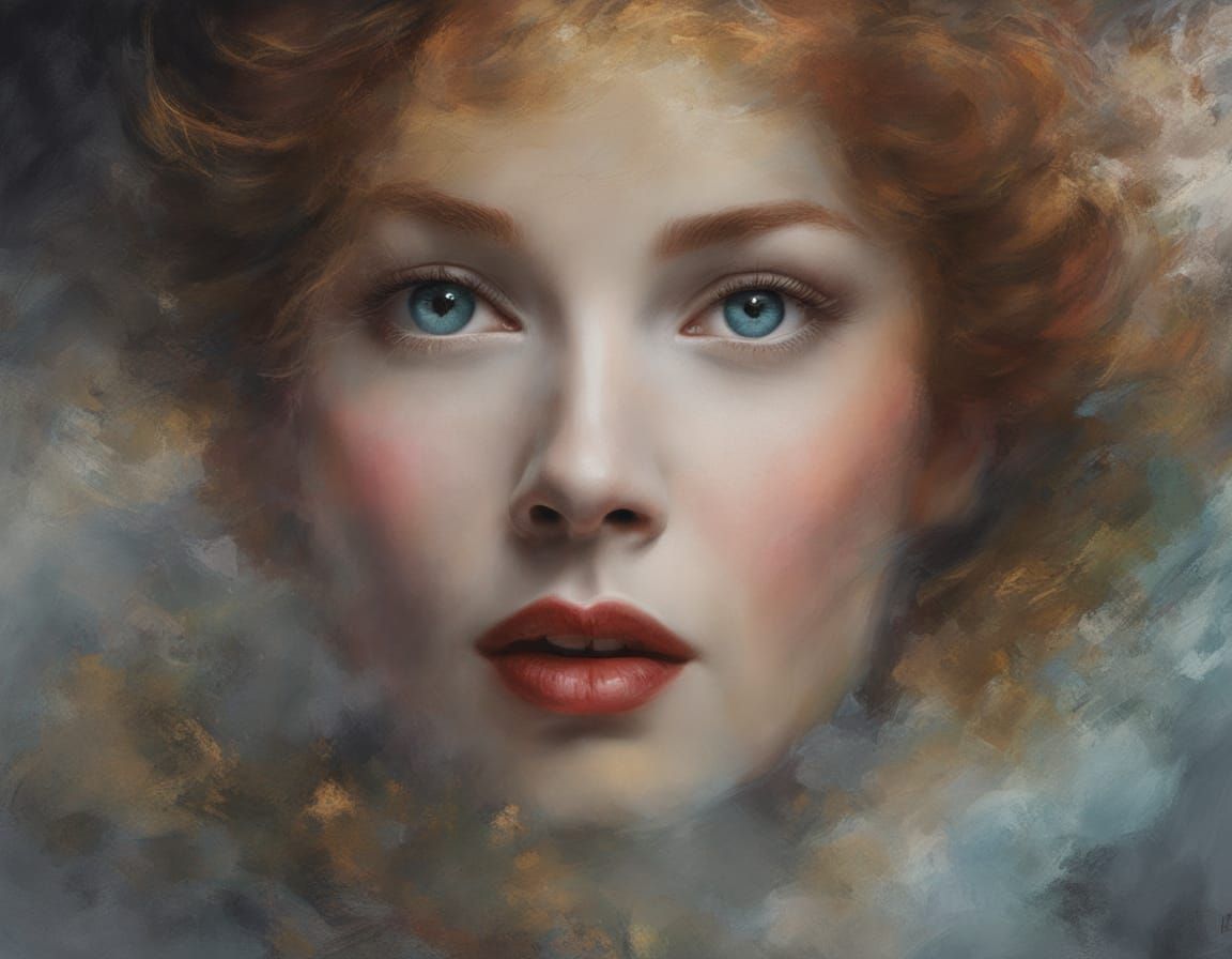 Ethereal Portrait in Impasto Chalk Art Style