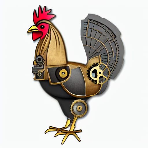Steampunk Chicken with Mechanical Details