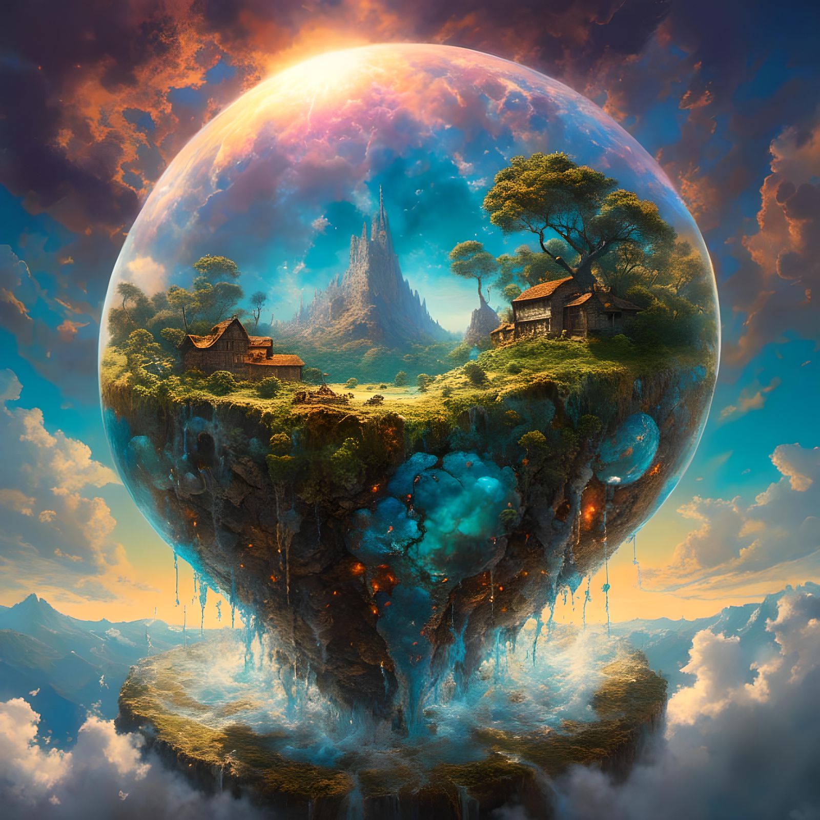 Iridescent Plasma Diorama in Painterly Style