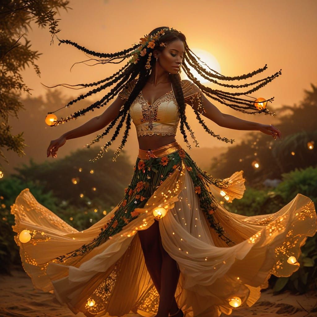 Ocean Sunset Framed by Sun Lantern Garden