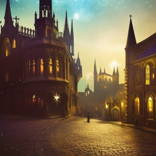 Lively Victorian Market in Gothic Storybook Style