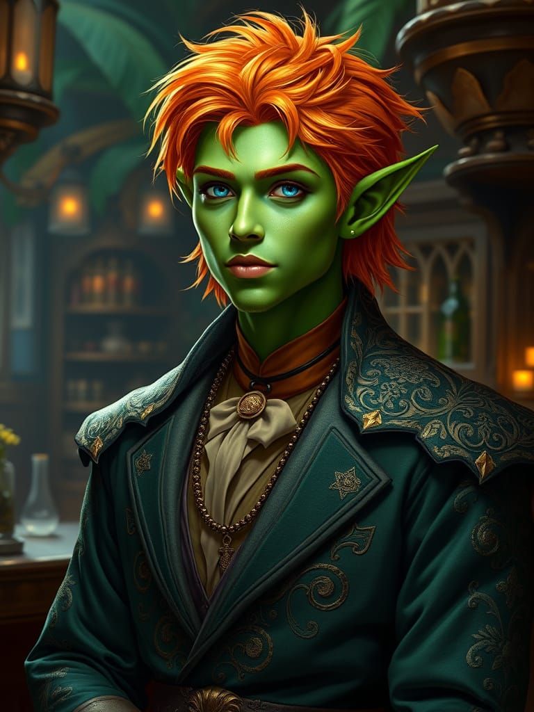 Exotic Elf in Victorian Fantasy Robes