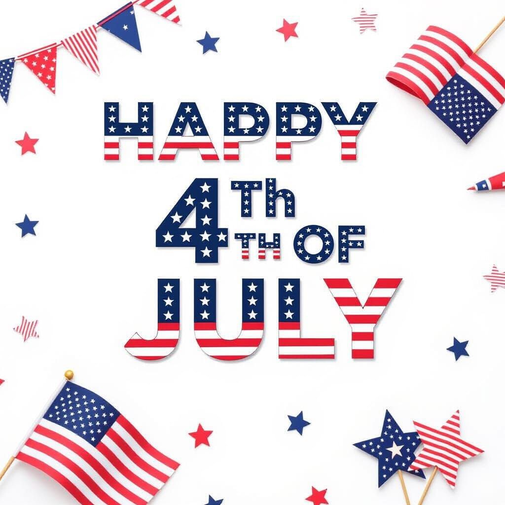 Patriotic 4th of July Text Art