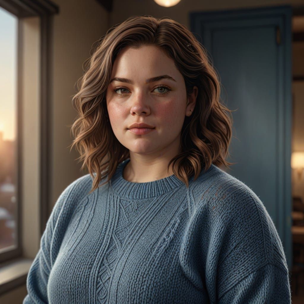 Serene Blue Beauty in Hyper-Realistic Digital Art