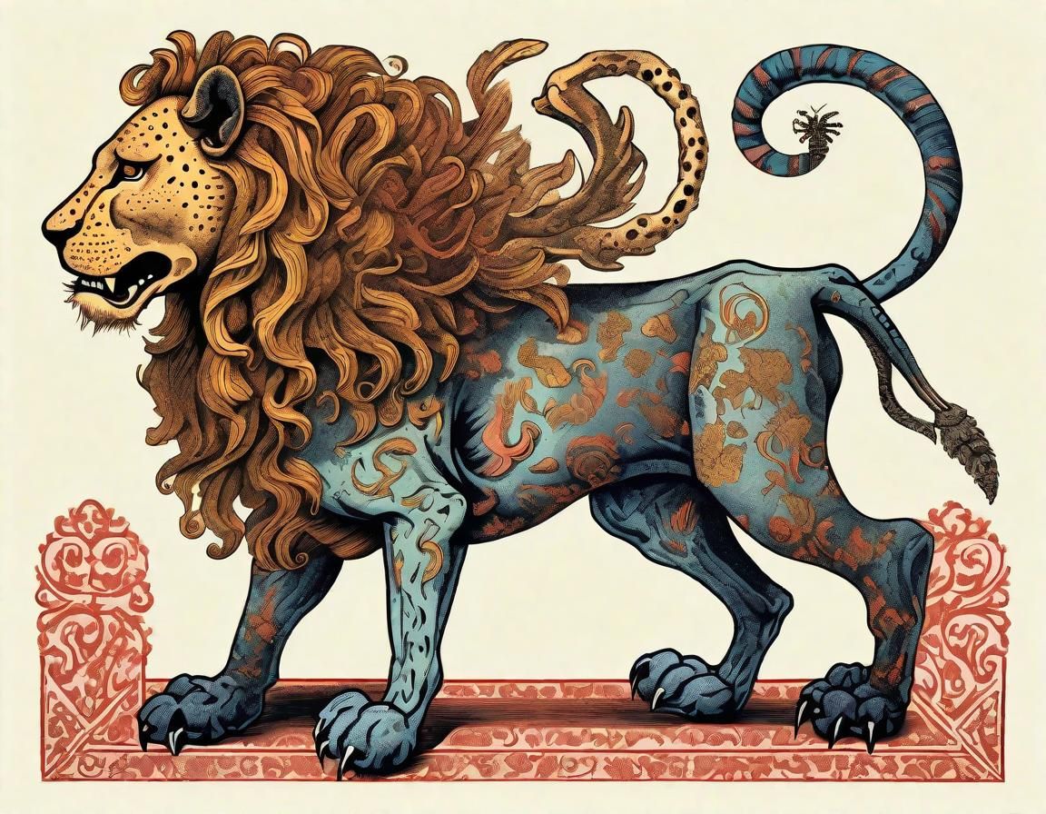Baroque Chimera: Lion, Bull, Scorpion, Cheetah Hybrid