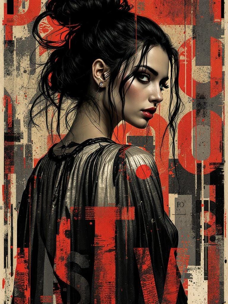 Intense Russian Woman in Shepard Fairey Style