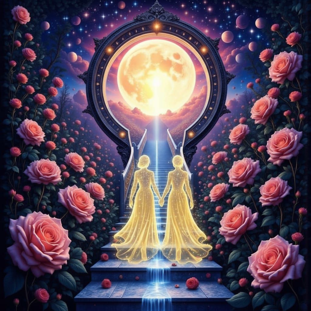Enchanted Portal with Stairway to Heaven and Moon