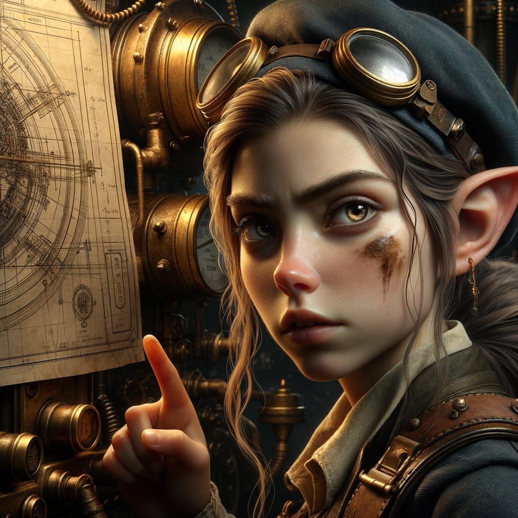 Determined Dwarf Engineer in Steampunk World