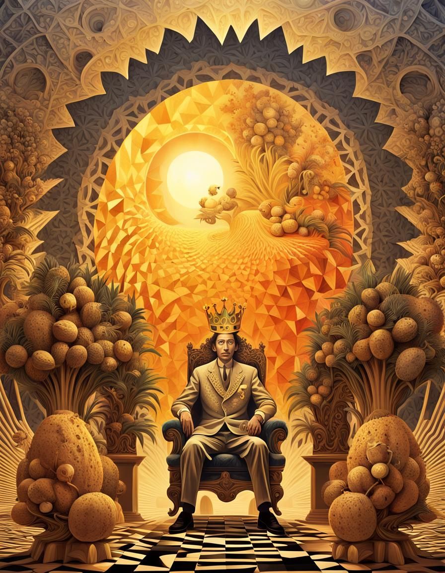 Surreal Fractal Art: Coconut King on Abstract Throne