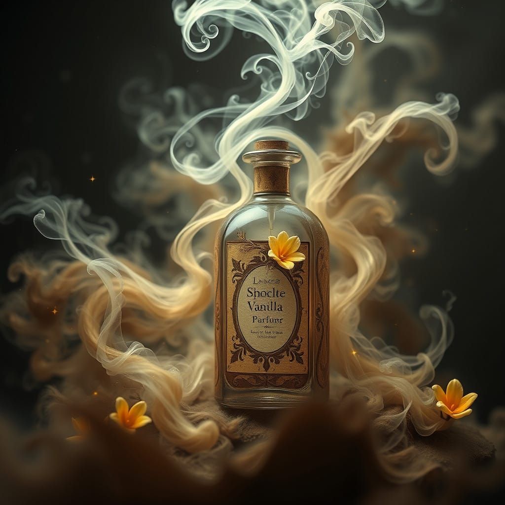 Ethereal Perfume Bottle Scene in Dark Fantasy Style