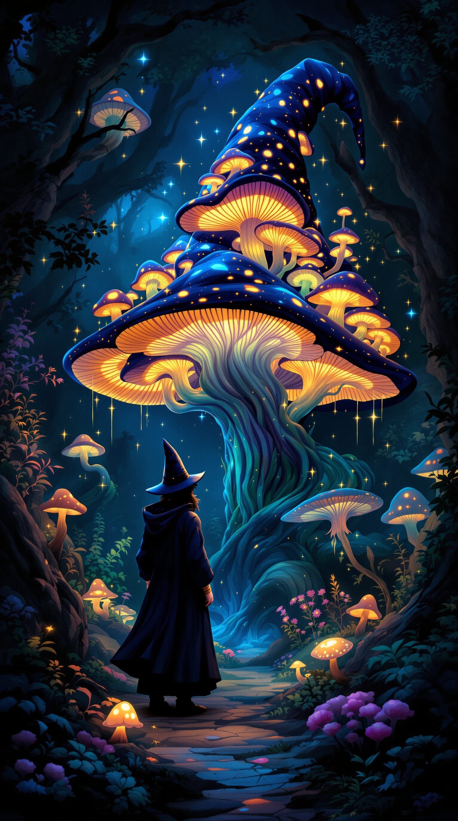 Whimsical Wizard Apprentice in Enchanted Forest