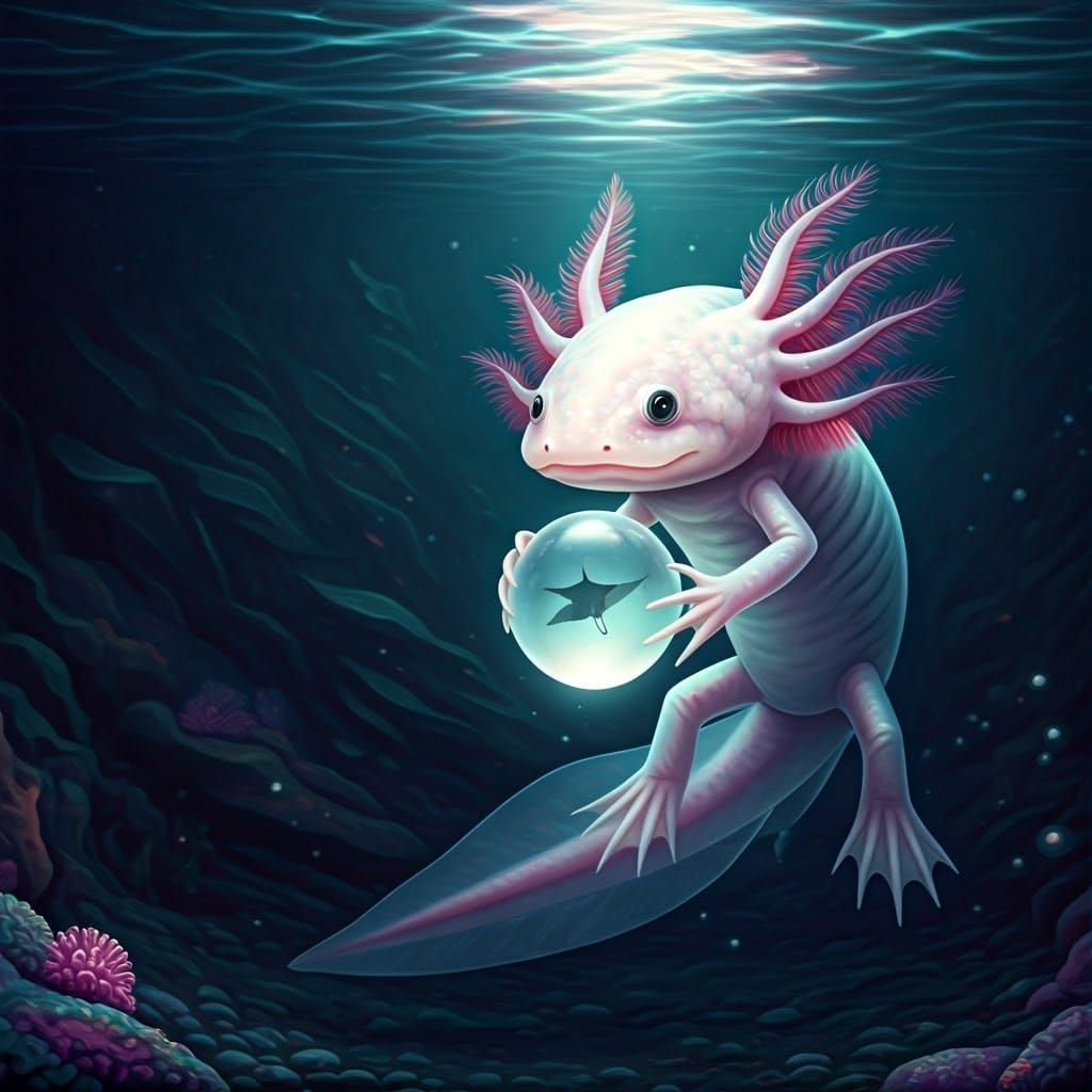 Ethereal Axolotl Goddess in Lavender Hues