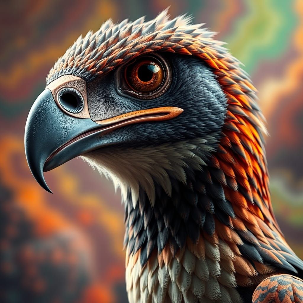 Majestic Bird of Prey Portrait in Hyperrealism