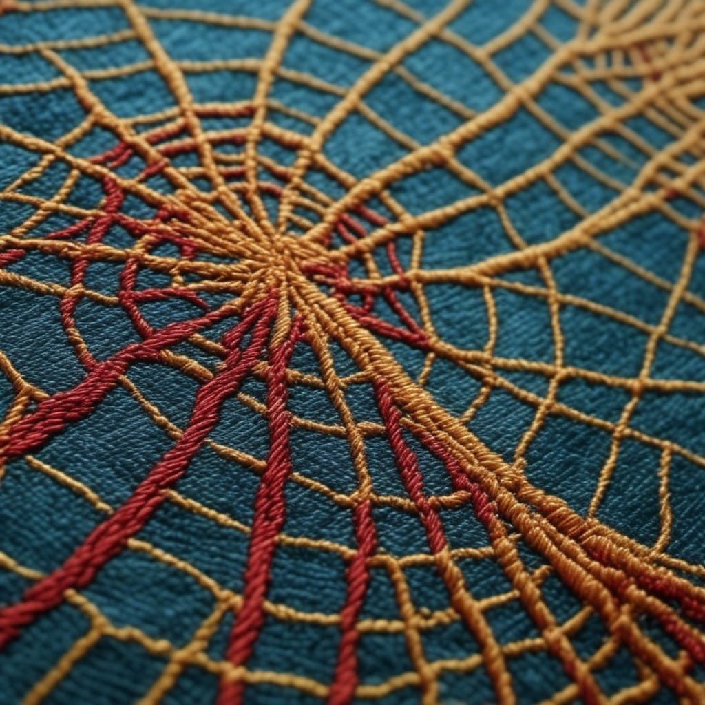 Embroidered spider web