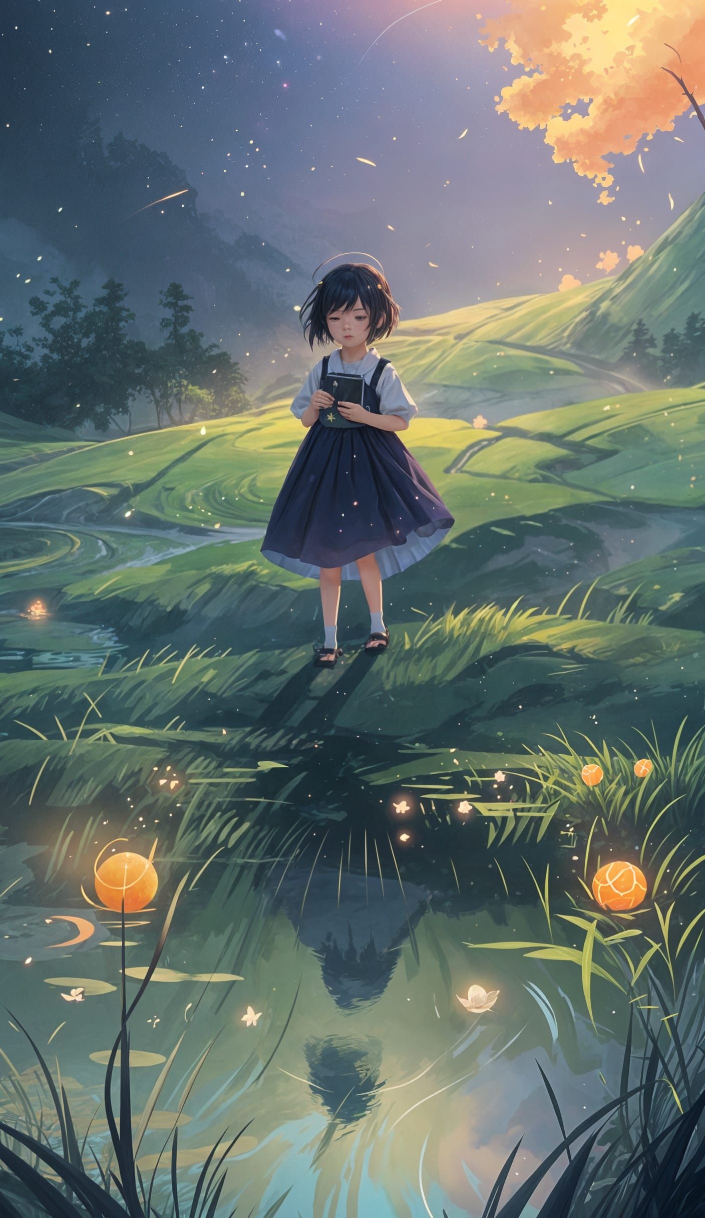 Anime Rice Field at Dusk in 4K