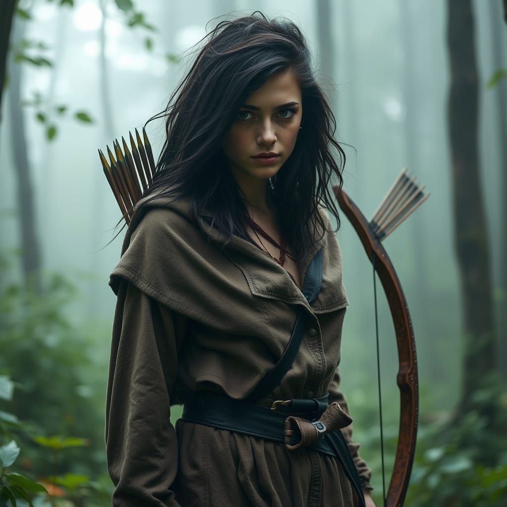 Wild Goddess Daughter of The Morrígan in Emerald Woods