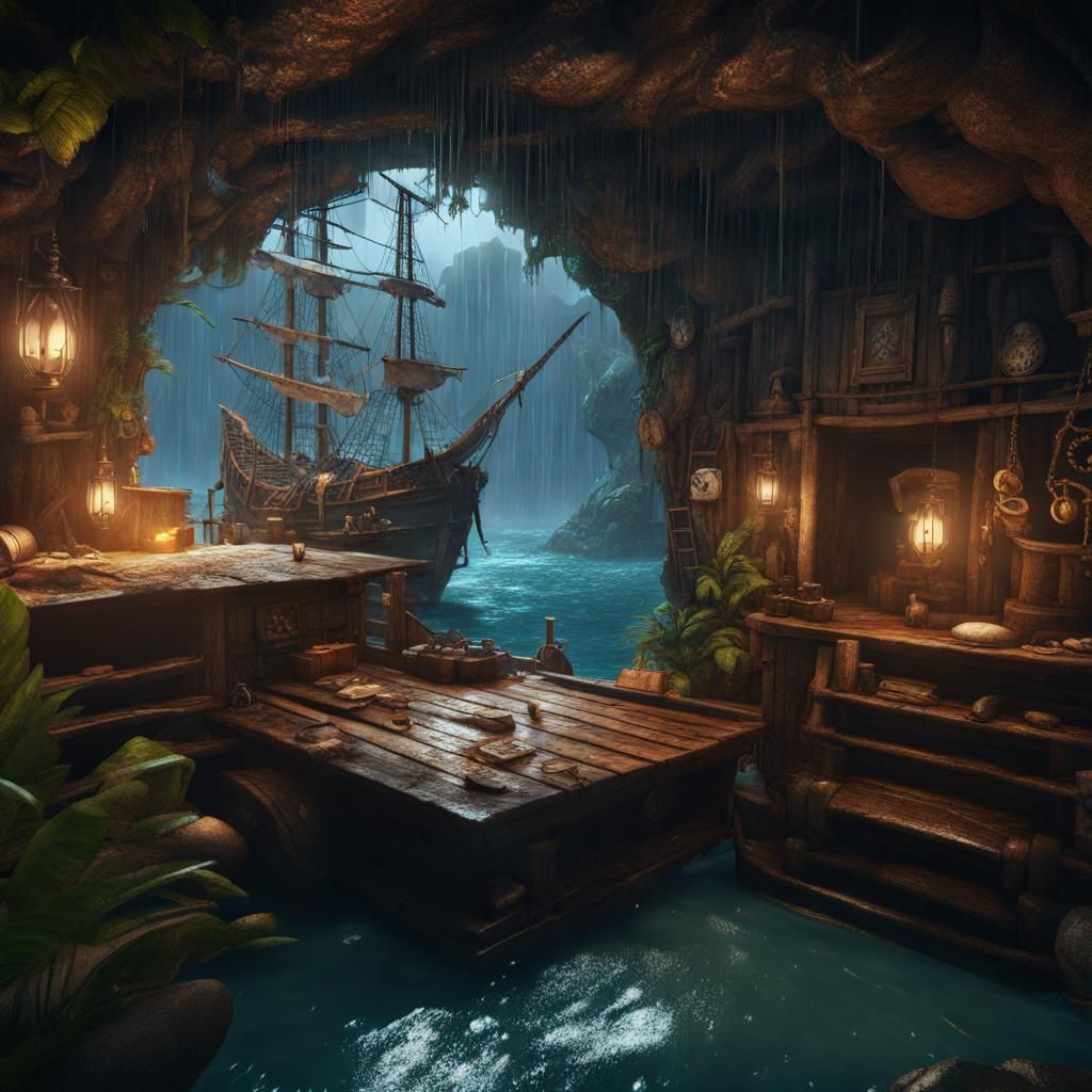 Pirate Cove Hideout Inside a Raindrop