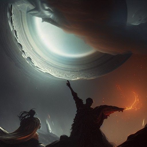 Epic Titanomachy Battle in Dark Fantasy Style