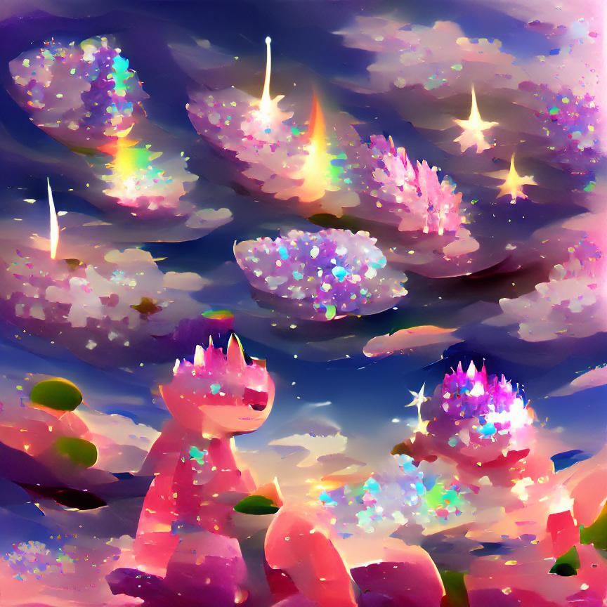 Sparkling Planets and Rainbow Sky Dreamscape