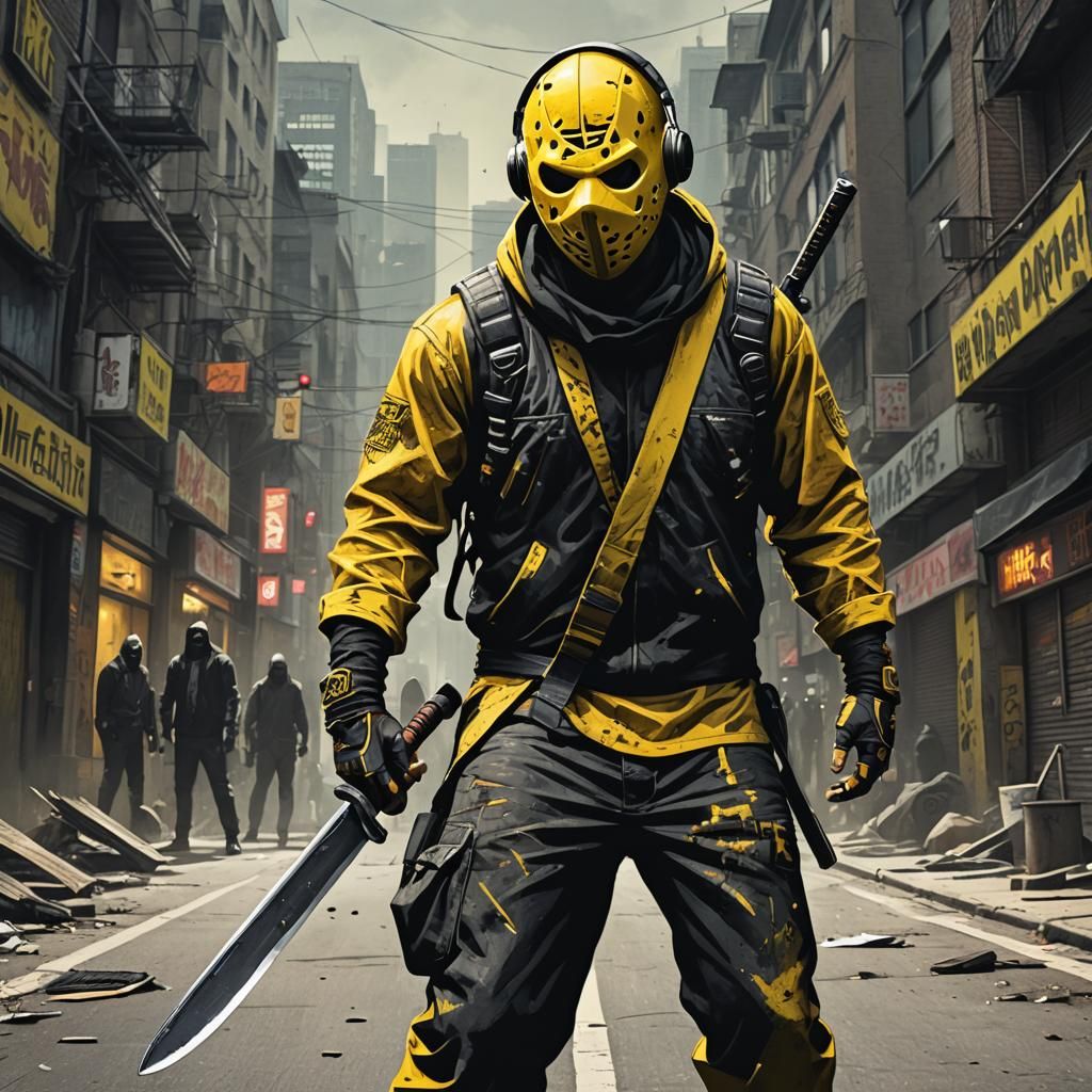 Urban Ninja Concept Art in Noir Comic Style