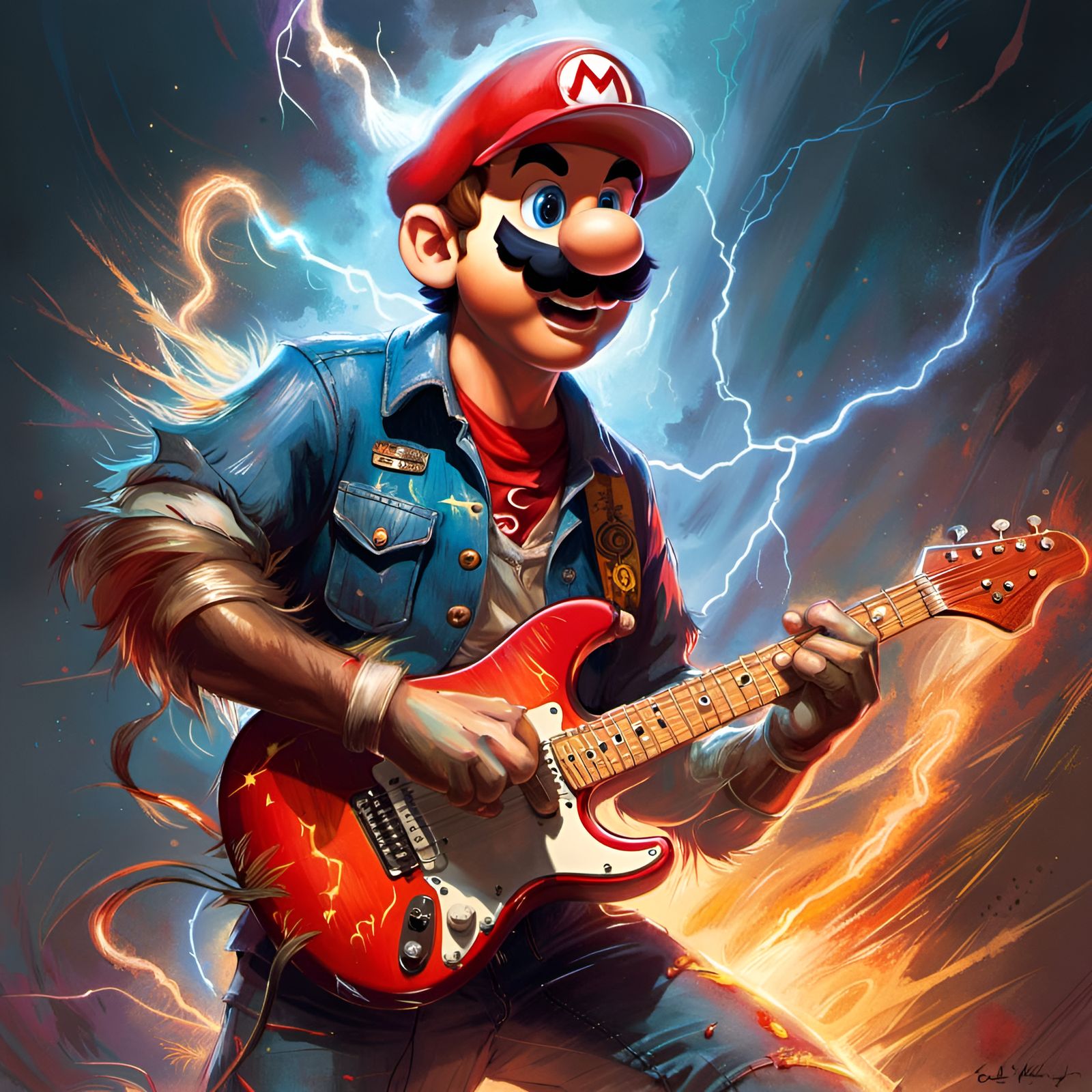 Mario Rocks Out: Electric Guitar Portrait