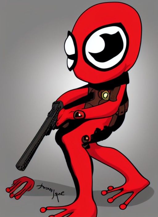 Frog Cosplaying as Deadpool Character