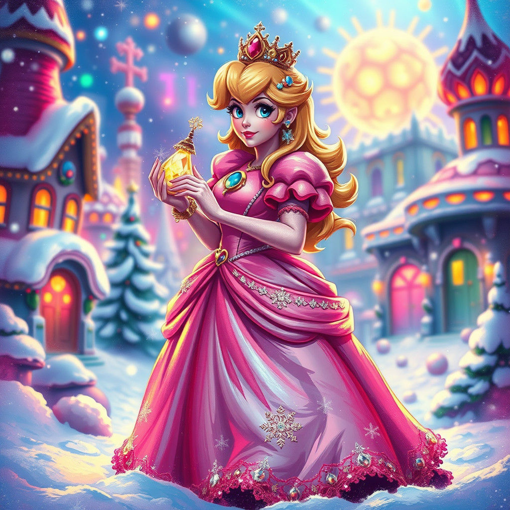 Princess Peach in Snow Kingdom, Graffiti Art Style