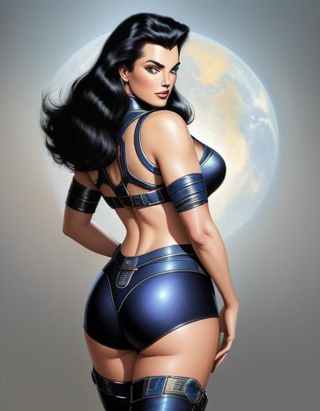 Retro Sci-Fi Pinup in Spacesuit, Fantasy Art