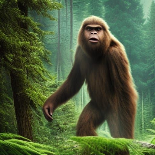 Epic Sasquatch in Forest: Digital Matte Painting