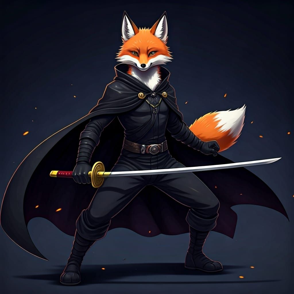 Anime Fox as Zorro in Ghibli Style