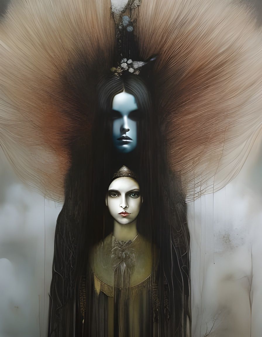 Moody Dark Portrait with Expressive Inky Background