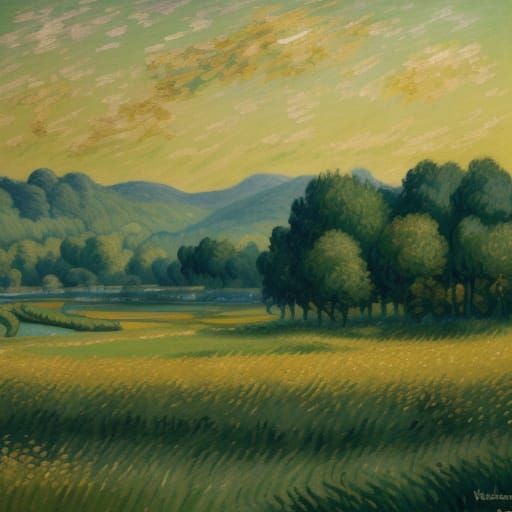 Impressionist Masterpiece: Rousseau in Gold and Green