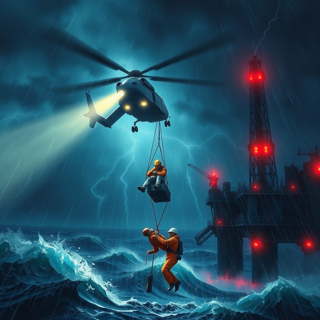 Helicopter Rescue in Turbulent Weather