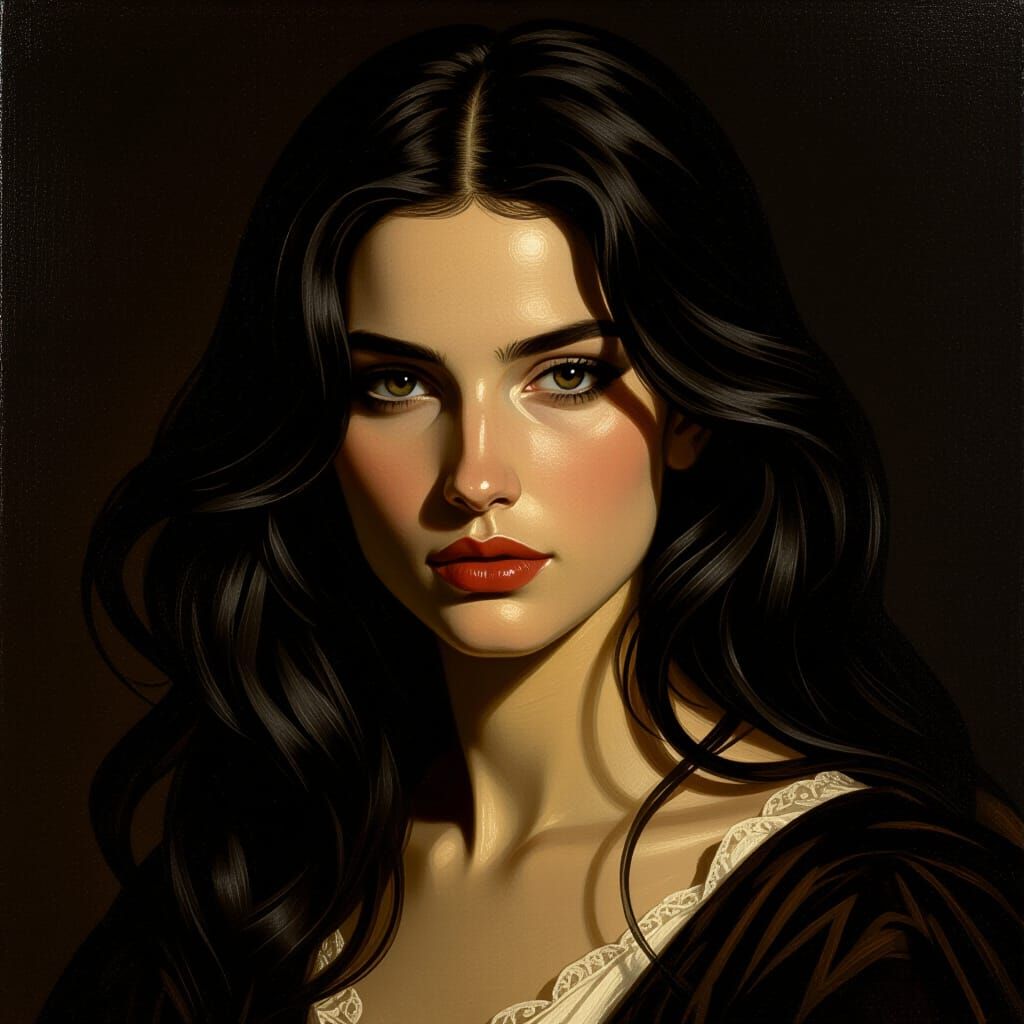 Dramatic Portrait of Woman in Chiaroscuro Style