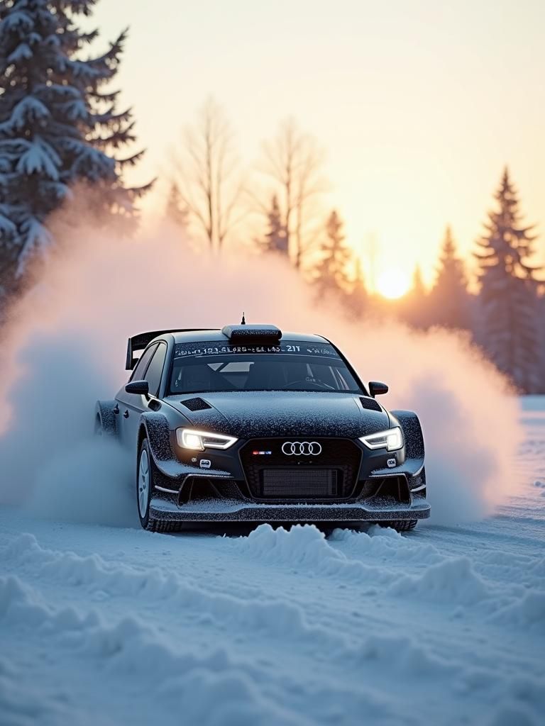 Audi A3 Rally Car Drifting on Finnish Ice