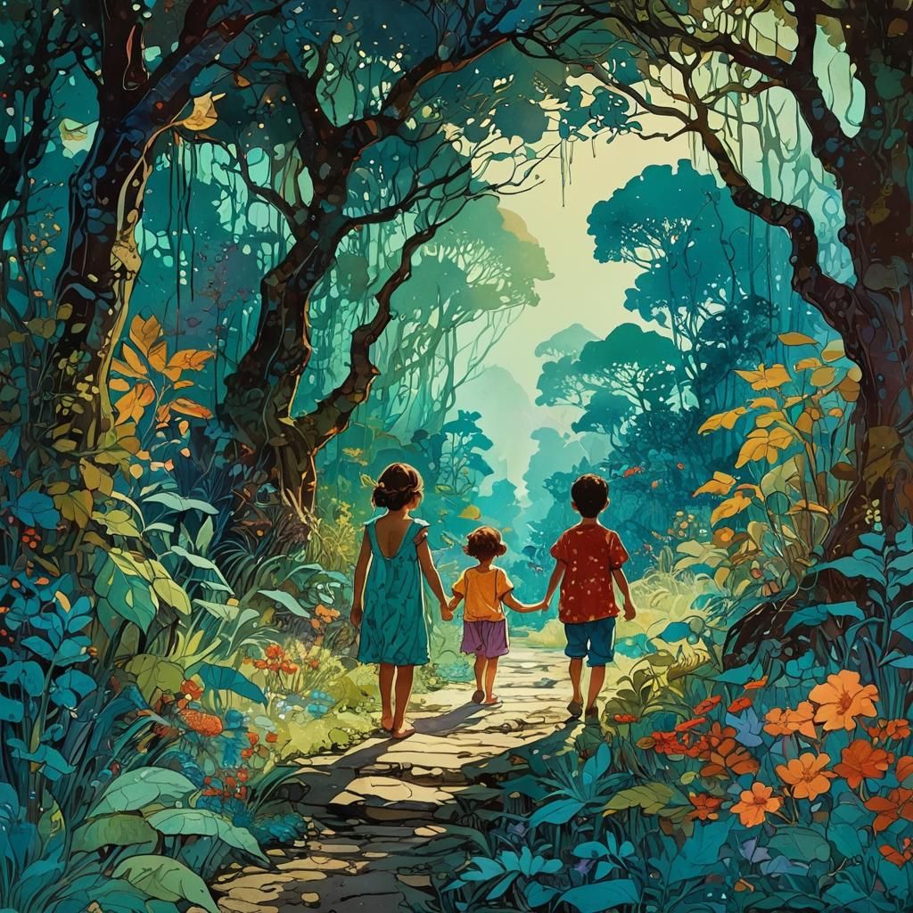 Children's Jungle Adventure: Whimsical Illustration