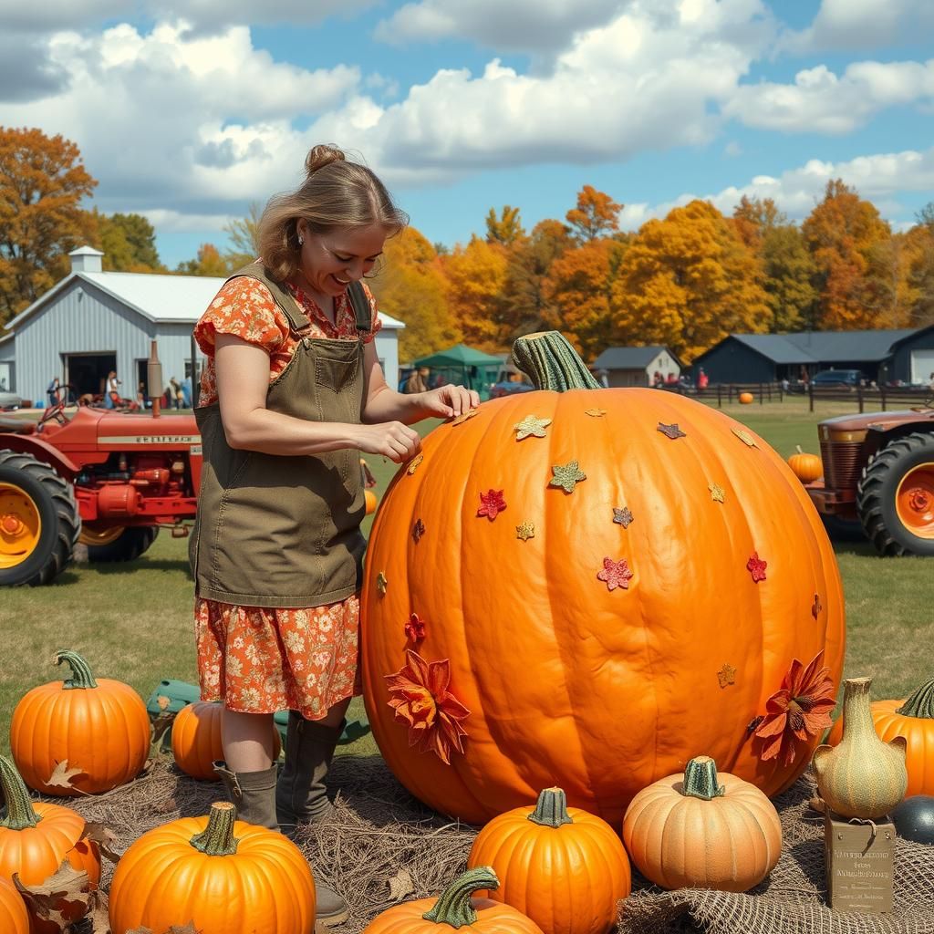 Ohio Woman Decorates Giant Pumpkin in Americana Style